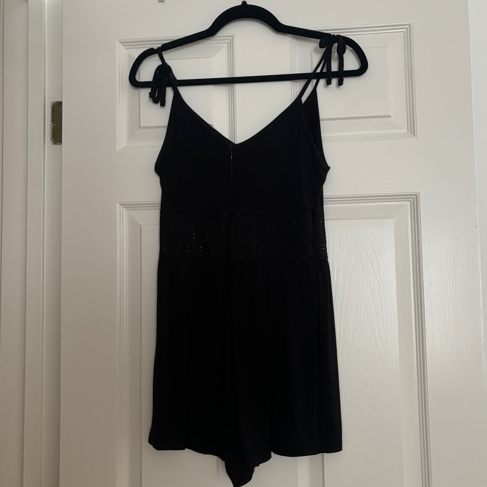 Black lace cutout romper
